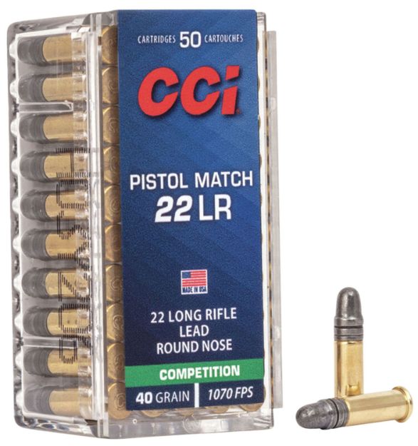 Picture of Cci Pistol Match Competition 22 Lr 40 Gr 1070 Fps Lead Round Nose (Lrn) 50 Bx/100 Cs 