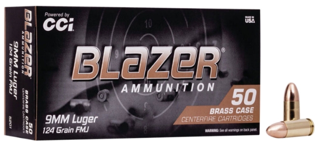 Picture of Cci Blazer Brass Handgun 9Mm Luger 124 Gr Full Metal Jacket (Fmj) 50 Per Box/ 20 Cs 