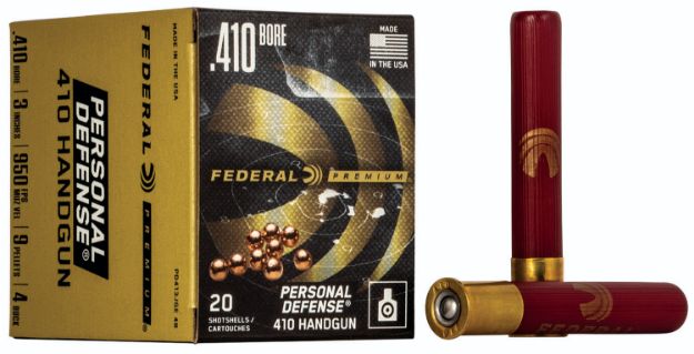 Picture of Federal Premium Personal Defense 410 Gauge 3" 9 Pellets 950 Fps 4 Buck Shot 20 Bx/10 Cs 