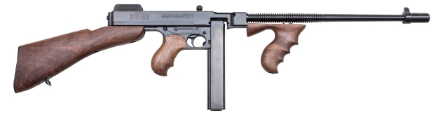 Picture of Thompson 1927A-1 Deluxe 45 Acp Caliber With 16.50" Barrel, 20+1 Capacity Stick Magazine, Blued Metal Finish, Walnut Removable Fixed Stock & Wood Grip Right Hand 