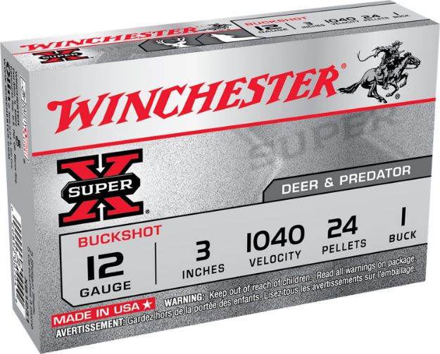 Picture of Winchester Ammo Super X 12 Gauge 3" 24 Pellets 1040 Fps 1 Buck Shot 5 Bx/50 Cs 