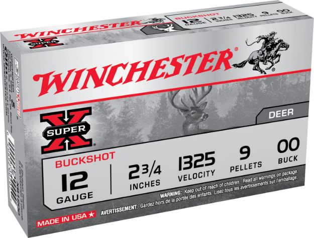 Picture of Winchester Ammo Super X 12 Gauge 2.75" 9 Pellets 1325 Fps 00 Buck Shot 5 Bx/50 Cs 