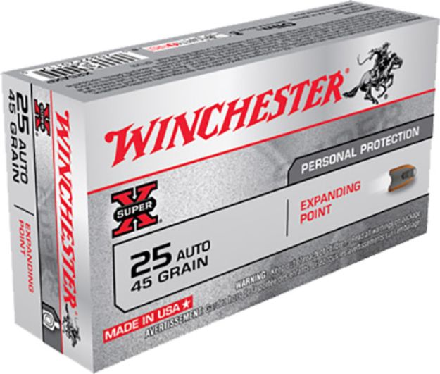 Picture of Winchester Ammo Super X Defense 25 Acp 45 Gr Expanding Point 50 Per Box/ 10 Cs 