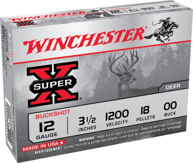 Picture of Winchester Ammo Super X 12 Gauge 3.50" 18 Pellets 1200 Fps 00 Buck Shot 5 Bx/50 Cs 