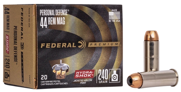 Picture of Federal Premium Personal Defense 44 Rem Mag 240 Gr Hydra-Shok Jacketed Hollow Point 20 Per Box/25 Cs 