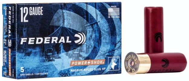 Picture of Federal Power-Shok 12 Gauge 2.75" 1 1/4 Oz/547 Gr 1520 Fps Rifled Slug Shot 5 Bx/50 Cs 