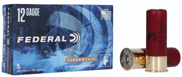 Picture of Federal Power-Shok Magnum 12 Gauge 2.75" 12 Pellets 1 7/16 Oz 00 Buck Shot 5 Per Box/ 50 Cs 