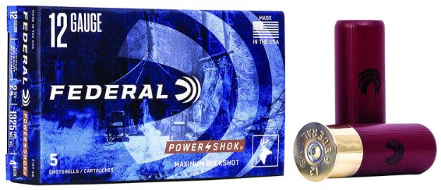 Picture of Federal Power-Shok Magnum 12 Gauge 2.75" 27 Pellets 1 1/4 Oz 4 Buck Shot 5 Per Box/ 50 Cs 
