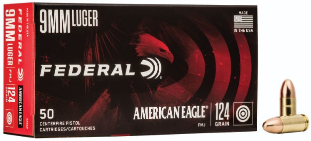 Picture of Federal American Eagle Handgun 9Mm Luger 124 Gr Full Metal Jacket (Fmj) 50 Per Box/ 20 Cs 