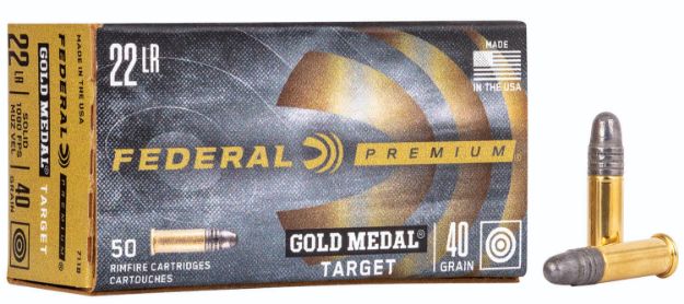 Picture of Federal Premium Gold Medal 22 Lr 40 Gr 1080 Fps Lead Round Nose (Lrn) 50 Bx/100 Cs 