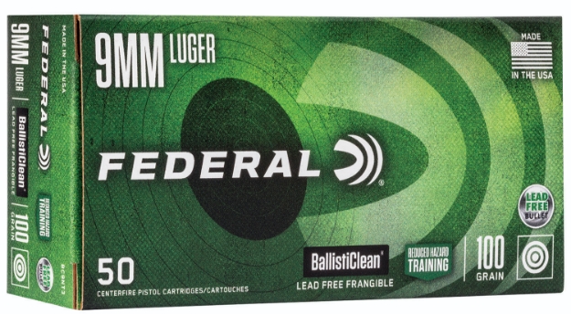 Picture of Federal Ballisticlean Reduced Hazard Training 9Mm Luger 100 Gr Lead-Free Frangible 50 Per Box/ 20 Cs 