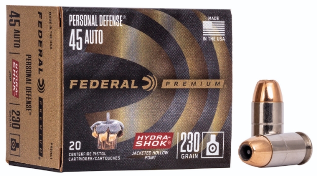 Picture of Federal Premium Personal Defense 45 Acp 230 Gr Hydra-Shok Jacketed Hollow Point 20 Per Box/25 Cs 