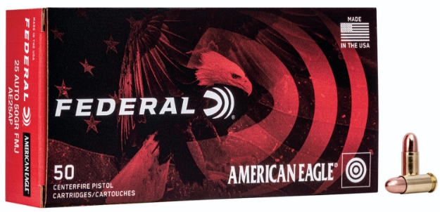 Picture of Federal American Eagle Handgun 25 Acp 50 Gr Full Metal Jacket (Fmj) 50 Per Box/ 20 Cs 