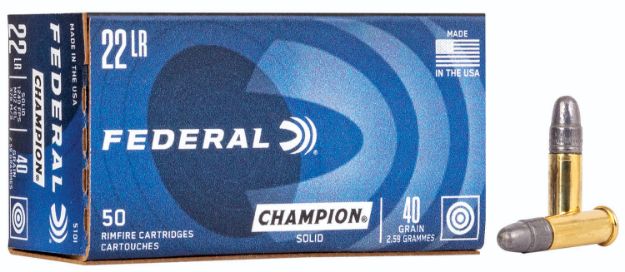 Picture of Federal Champion Training Rimfire 22 Lr 40 Gr Lead Round Nose (Lrn) 50 Per Box/ 100 Cs 