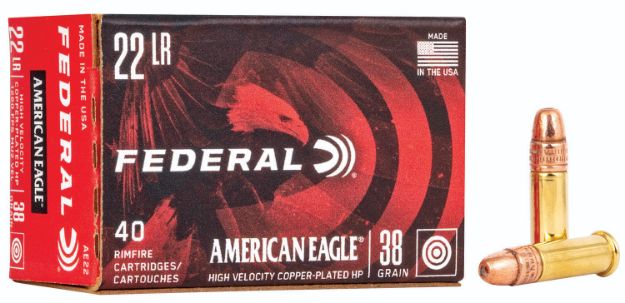 Picture of Federal American Eagle Suppressor 22 Lr 38 Gr Jacketed Hollow Point (Jhp) 40 Per Box/ 100 Cs 