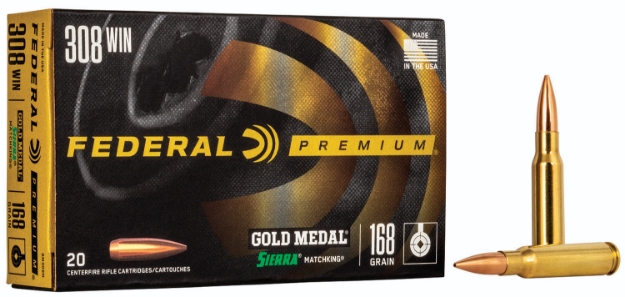 Picture of Federal Premium Gold Medal 308 Win 168 Gr Sierra Matchking Bthp 20 Per Box/ 10 Cs 