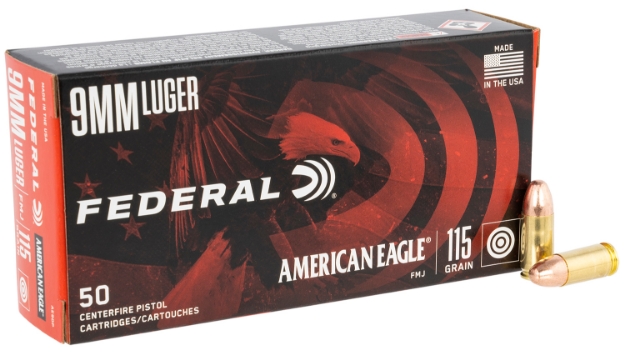 Picture of Federal American Eagle Handgun 9Mm Luger 115 Gr Full Metal Jacket (Fmj) 50 Per Box/ 20 Cs 