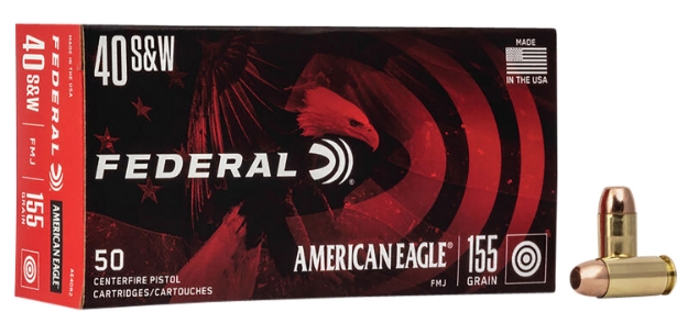 Picture of Federal American Eagle Handgun 40 S&W 155 Gr Full Metal Jacket (Fmj) 50 Per Box/ 20 Cs 