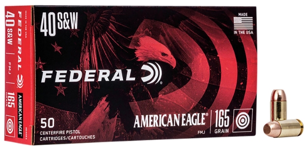 Picture of Federal American Eagle Handgun 40 S&W 165 Gr Full Metal Jacket (Fmj) 50 Per Box/20 Cs 