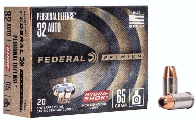 Picture of Federal Premium Personal Defense 32 Acp 65 Gr 925 Fps Hydra-Shok Jacketed Hollow Point 20 Bx/25 Cs 