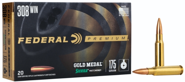 Picture of Federal Premium Gold Medal 308 Win 175 Gr Sierra Matchking Hollow Point Boat-Tail 20 Bx/ 10 Cs 