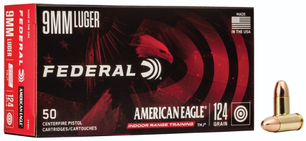 Picture of Federal American Eagle Indoor Range Training 9Mm Luger 124 Gr Total Metal Jacket (Tmj) 50 Per Box/ 20 Cs 