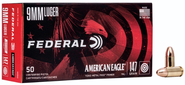 Picture of Federal American Eagle Indoor Range Training 9Mm Luger 147 Gr Total Metal Jacket (Tmj) 50 Per Box/20 Cs 