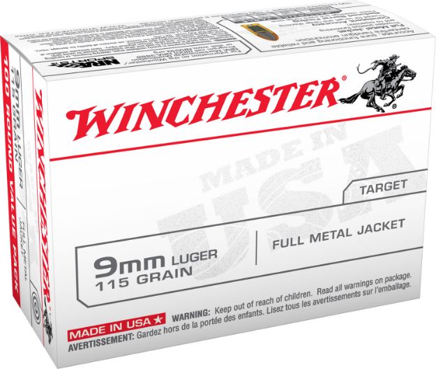 Picture of Winchester Ammo Usa Target 9Mm Luger 115 Gr Full Metal Jacket (Fmj) 100 Per Box/ 10 Cs 