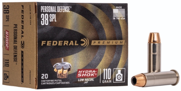 Picture of Federal Premium Personal Defense Low Recoil 38 Special 110 Gr Hydra-Shok Jacketed Hollow Point 20 Per Box/10 Cs 