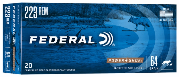 Picture of Federal Power-Shok Hunting 223 Rem 64 Gr Jacketed Soft Point (Jsp) 20 Per Box/ 10 Cs 