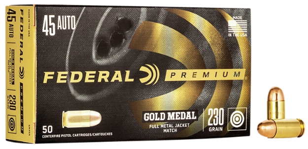 Picture of Federal Premium Gold Medal 45 Acp 230 Gr Full Metal Jacket (Fmj) 50 Per Box/20 Cs 