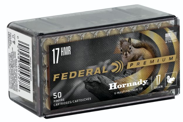 Picture of Federal Premium Varmint & Predator 17 Hmr 17 Gr 2530 Fps Hornady V-Max (Vmx) 50 Bx/60 Cs 