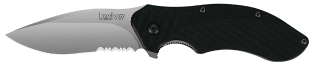 Picture of Kershaw Clash 3.10" Folding Drop Point Part Serrated Bead Blasted 8Cr13mov Ss Blade Black Glass-Filled Nylon Handle Includes Pocket Clip 