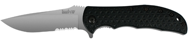 Picture of Kershaw Volt Ii 3.25" Folding Drop Point Part Serrated Bead Blasted 8Cr13mov Ss Blade Black Glass-Filled Nylon Handle Includes Pocket Clip 