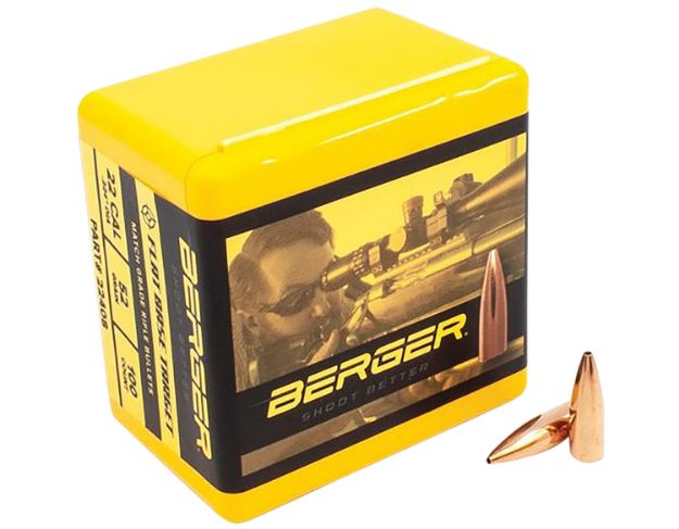 Picture of Berger Bullets Target Match Grade 22 Cal .224 52 Gr Flat Base (Fb) 100 Per Box 