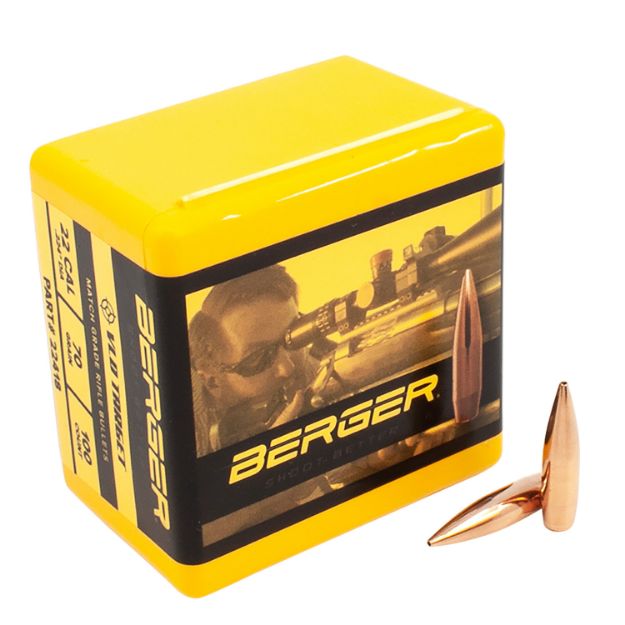 Picture of Berger Bullets Vld Target Long Range 22 Cal .224 70 Gr Secant Very Low Drag 100 Per Box 