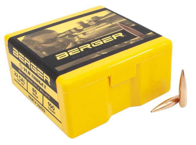 Picture of Berger Bullets Vld Target Long Range 22 Cal .224 80 Gr Secant Very Low Drag 100 Per Box 