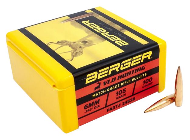 Picture of Berger Bullets Vld Hunting Long Range 6Mm .243 105 Gr Very Low Drag Boat-Tail 100 Per Box 