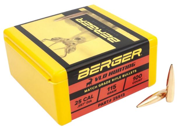 Picture of Berger Bullets Vld Hunting Long Range 25 Cal .257 115 Gr Secant Very Low Drag 100 Per Box 