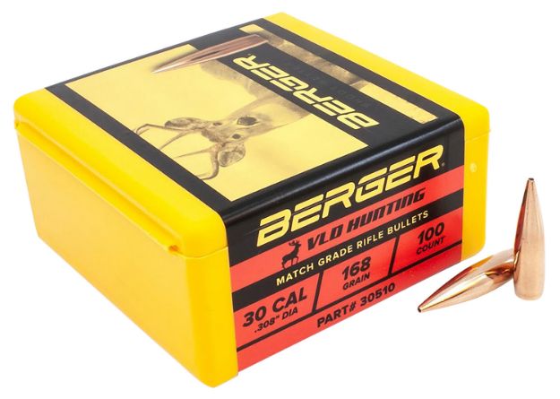 Picture of Berger Bullets Vld Hunting Match Grade 30 Cal .308 168 Gr Secant Very Low Drag 100 Per Box 