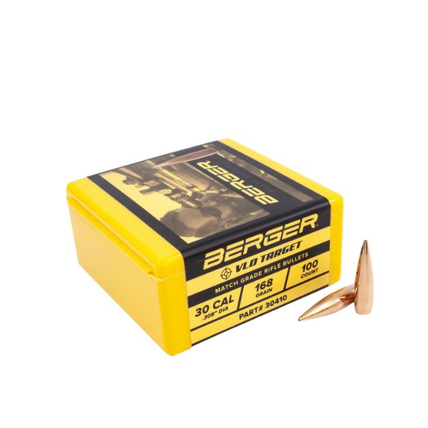 Picture of Berger Bullets Vld Target Match Grade 30 Cal .308 168 Gr Secant Very Low Drag 100 Per Box 