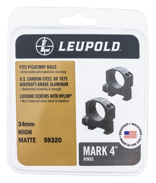 Picture of Leupold Mark 4 Scope Ring Set Picatinny Rail High 34Mm Tube Matte Black Steel 