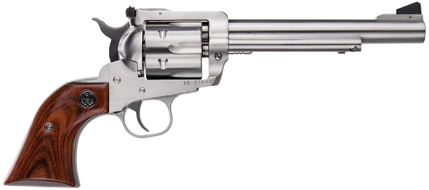 Picture of Ruger Blackhawk 357 Mag Satin Stainless Steel 6.50" Barrel & 6Rd Cylinder, Traditional Western Style, Hardwood Grip, Transfer Bar Safety 