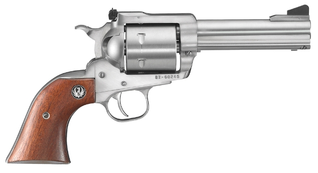 Picture of Ruger Super Blackhawk 44 Rem Mag 4.63" Barrel 6Rd Cylinder, Satin Stainless Steel, Hardwood Grip, Transfer Bar Safety 