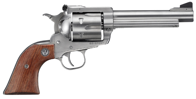 Picture of Ruger Super Blackhawk 44 Rem Mag 5.50" Barrel 6Rd Cylinder, Satin Stainless Steel, Hardwood Grip, Transfer Bar Safety 