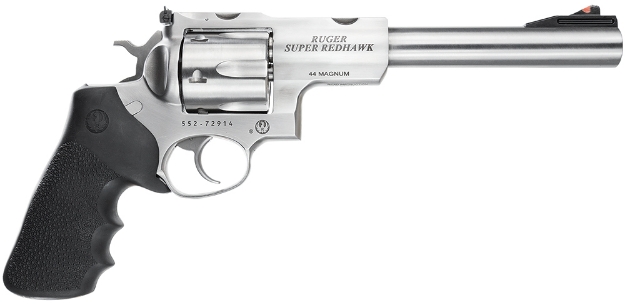 Picture of Ruger Super Redhawk 44 Rem Mag 7.50" Integrated Base Barrel 6Rd Cylinder, Satin Stainless Steel, Hogue Tamer Monogrip, Transfer Bar Safety, Optics Ready 