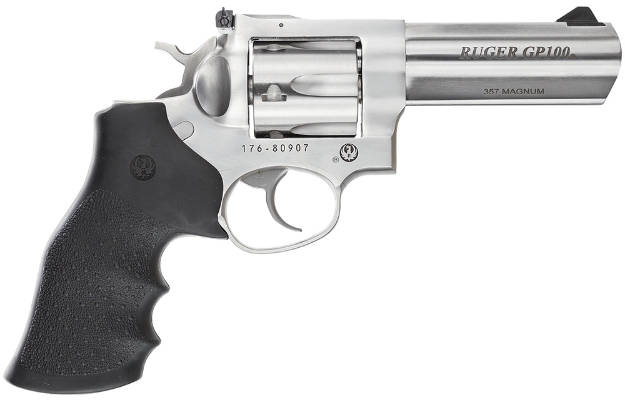 Picture of Ruger Gp100 357 Mag 4.20" Barrel 6Rd Cylinder, Satin Stainless Steel Frame, Hogue Monogrip, Transfer Bar Safety 