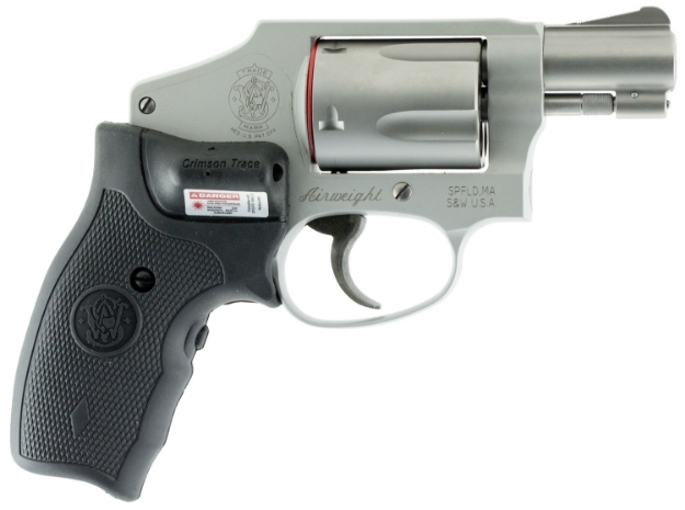 Picture of Smith & Wesson Model 642 Airweight 38 S&W Spl +P Stainless Steel 1.88" Barrel & 5Rd Cylinder, Matte Silver Aluminum Alloy J-Frame, Includes Crimson Trace Lg-305 Lasergrip, No Internal Lock 