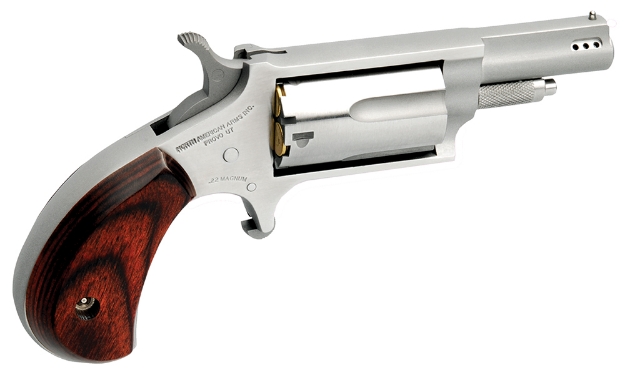 Picture of North American Arms Mini-Revolver Combo 22 Lr Or 22 Wmr Caliber With 1.63" Ported Barrel, 5Rd Capacity Cylinder, Overall Stainless Steel Finish & Rosewood Birdshead Grip Includes Cylinder 