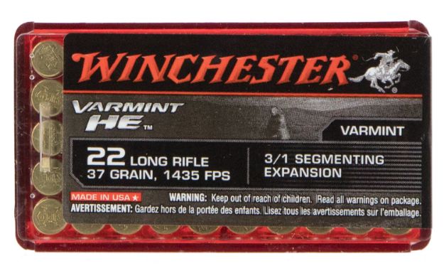 Picture of Winchester Ammo Varmint He 22 Lr 37 Gr 3/1 Segmenting Expansion 50 Bx/20 Cs 